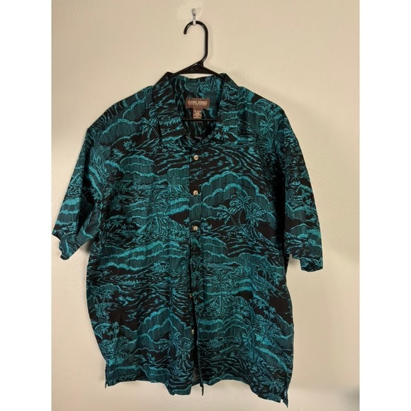 Cooke Street Other - Cooke Street Hawaiian Shirt Mens XXL Black Teal Island Print Aloha